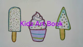 HOW TO DRAW A CUTE ICE CREAM AND COLORING, DRAW CUTE THINGS | Easy Step by step Drawing for kids