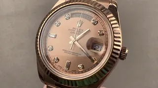 Rolex Day-Date II Everose Gold With Diamond Indices 218235 Rolex Watch Review