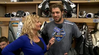 Melissa DiMarco at the 2020 NHL All Star Game with Los Angles Kings Anze Kopitar