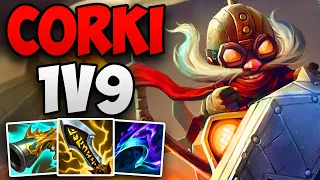 INSANE CORKI 1V9 GAMEPLAY IN CHALLENGER! | CHALLENGER CORKI MID GAMEPLAY | Patch 14.10 S14