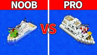 Mikey Family & JJ Family - NOOB vs PRO : Yacht House Build Challenge in Minecraft (Maizen)