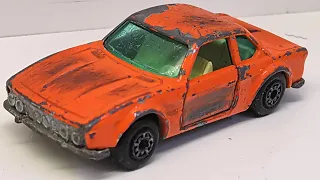 Matchbox restoration of BMW 3.0 CSL No. 54. Toy model cast.