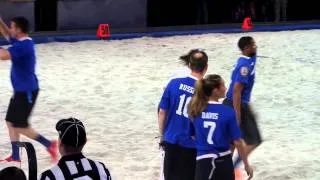 Nina Drobev's tackle dance at Celebrity Beach Bowl 2014