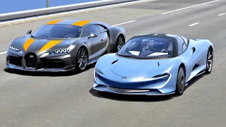 Bugatti Chiron Super Sport 300+ vs  McLaren Speedtail - Drag Race 20 KM