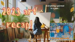 art recap 2023 ep 1 | girl reading a book under the lamppost; a ghibliesque scene | acrylic painting