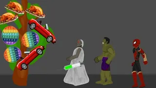 Granny vs Spiderman, Hulk Chicken Pop it Car Tree Funny Aniamtions - Drawing Cartoon 2