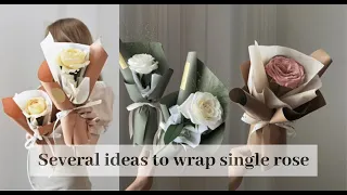 Single Rose Flower Bouquet Wrapping Tutorials (1) | Flower Bouquet Wrapping Techniques & Ideas