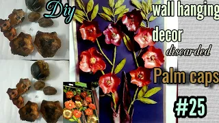 How to make DIY PALM COCONUT caps wall hanging decor |Crepe paper & Palmtree (spathe) part craft #25