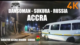 Dansoman Sukura Russia Road Drive at Night Accra Ghana 4K