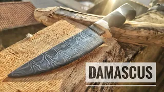 Knife Making - Making a Damascus On The SledgeHammer