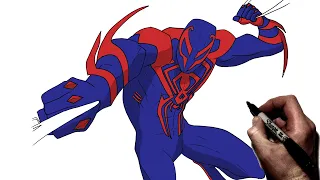 How To Draw Spiderman 2099 | Step By Step | Across The Spiderverse