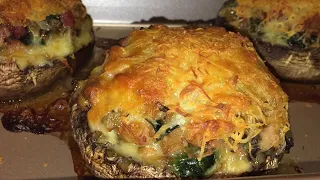 How to Make Stuffed Portobello Mushrooms- Bacon,Onions, Spinach and Cheese