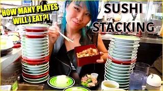 SUSHI PLATE STACKING!100+ Plates Eaten at our Table!! ft. Freakeating WrecklessEating #RainaisCrazy