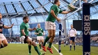 Acrobatic David Kearney Touchdown But No Try -Ireland v Scotland 02 Feb 2014