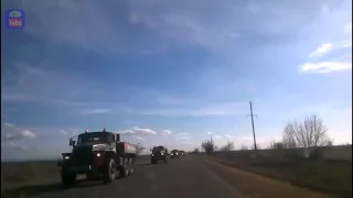 Крым  Колонна грузовиков идет в сторону Перекопа  Январь 2015