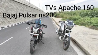 Drag Race Bajaj Pulsar Ns 200 vs TVs Apache 160 |Top End| Results?.