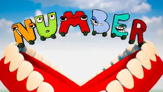 Number Lore CARS VS different Alphabet Lore CARS Vs Obstacle courses | TEARDOWN