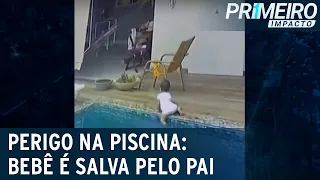 Bebê entra sozinha em piscina e é salva pelo pai | Primeiro Impacto (29/10/21)