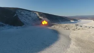 Подрыв оползня на реке Бурея