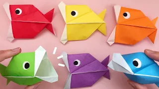 【折り紙1枚で作れる】口がパクパク動く魚の折り方【Origami】How to make Moving Fish Paper Craft DIY 遊べる