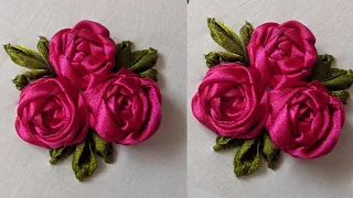 Hand Embroidery flower design tutorial | Ribbon Flower Design stitch | Easy Flower embroidery stitch