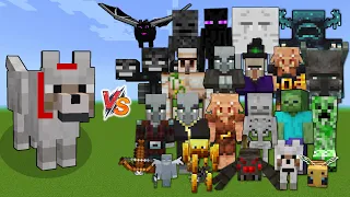 Tamed Wolf vs Every mob in Minecraft (Java Edition) - Minecraft Dog vs All Mobs