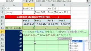 Excel Magic Trick 608: Array Formula To Return Multiple Items - List Students With Free Periods