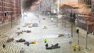 Germany is Washing Away! Flooding in Hamburg due to Storm Zoltan, Elbe River overflowed.