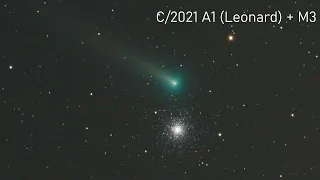 Comet C/2021 A1 Leonard meets the globular cluster M3.  Comet motion - animation. December 3, 2021