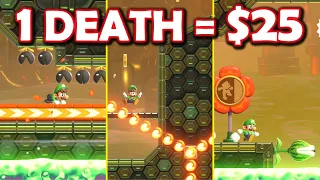 Mario Wonder's Hardest Level, but 1 Death = $25 Dollars