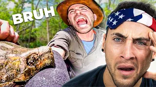 This guy is insane! Snapping Turtle Bite! (React)