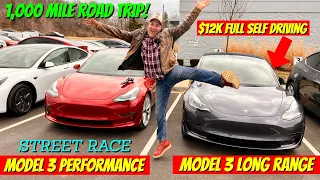I Bought 2 Tesla Model 3 and Raced Them! Full Self Driving + Cost to Travel 1K Miles!