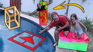 PULANDO DENTRO DE FORMAS IMPOSSÍVEIS NA PISCINA !!