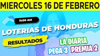 Sorteo 11AM Loto Honduras, La Diaria Pega 3, Premia 2, Miércoles 16 de Febrero del 2022 | Ganador 😱🤑