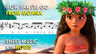 How Far I'll Go from Moana | Sheet Music with Easy Notes for Recorder, Violin Beginners Tutorial