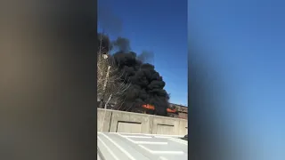 Крупный пожар в заброшенном здании Ангарска (02.04.2019)
