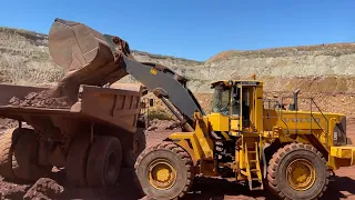 Volvo L330E Wheel Loader Loading Cateprillar 775E Dumpers - Sotiriadis Mining Works