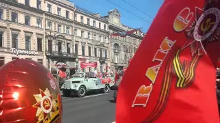Парад по Невскому 9 мая 2016. Victory Day, Russia. may 9, 2016