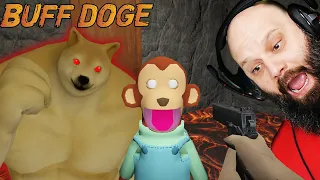 Mean Meme Monkey and Buff Doge In The Backrooms!