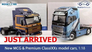 MCG & Premium ClassiXXs 1:18 Just Arrived - Scania 143 Topline /  Volvo FH16 XL Cab