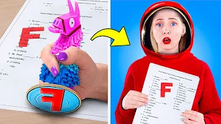 9 DIY Among Us Schulsachen vs Fortnite Schulsachen!