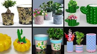 6 Ideas of Cement Flower Pot || Beautiful Flower vase making - সিমেন্ট দিয়ে ৬টি ফুলদানি তৈরি দেখুন ।