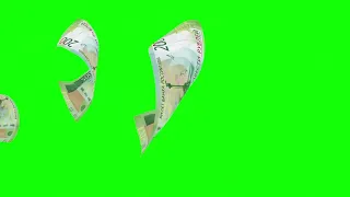 200 Russian Ruble Flying Green Screen / Russian Currency Flying