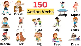 Action verbs vocabulary|150 Action Verbs in English with pictures|Listen and Practice