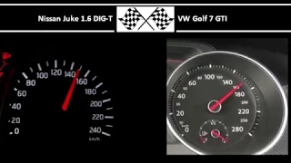 Nissan Juke 1.6 DIG-T VS. VW Golf 7 GTI - Acceleration 0-100km/h