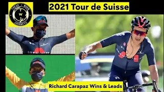 Richard Carapaz Wins & Leads | 2021 Tour de Suisse | Stage 5 | Sprint | Alaphilippe 20 sec Penalty