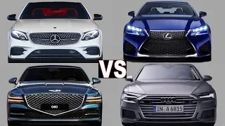 Genesis G80 vs BMW M5 vs Audi A6 vs Mercedes E Class vs Lexus GS! Luxury Sedan cars. (Review)