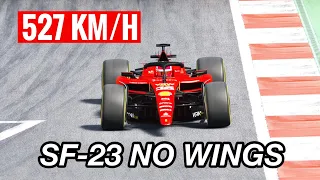 Ferrari F1 2023 SF-23 NO WINGS - 527 KM/H - Drag Test