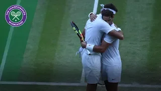 Rafa Nadal and Juan Martin Del Potro hug after Wimbledon classic