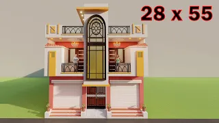 बहुत ही शानदार घर का नक्शा,3D 28*55 dukan or makan,3D shop with house design,3D shop plan,3d DUKAN